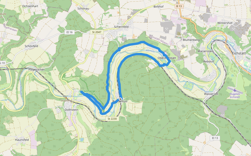 Dollnstein walking route map in Dollnstein