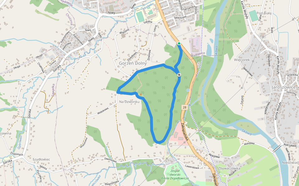 Ścieżka przyrodnicza "Na Dzwonku" walking route map in Wadowice