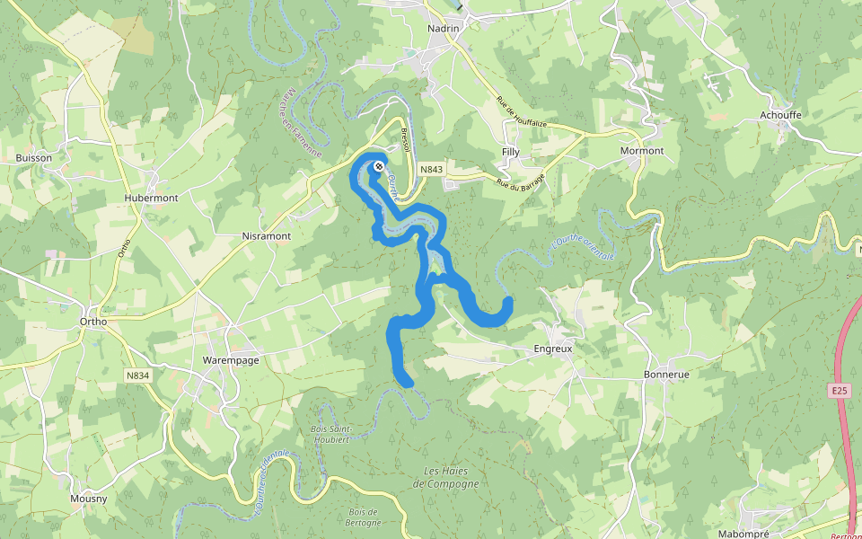Promenade du Lac de Nisramont walking route map in Houffalize