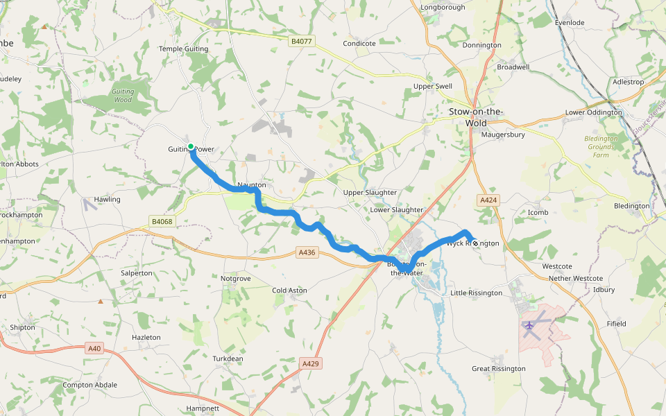 Gustav Holst Way (Guiting Power to Wyck Rissington) walking route map in Guiting Power