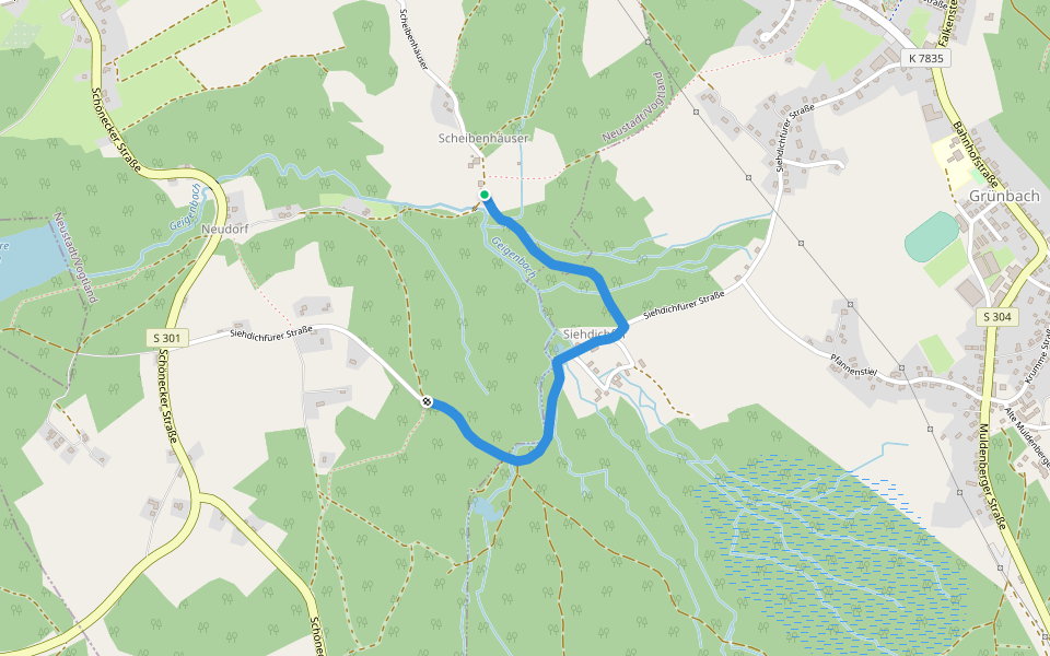 Grüner Punkt walking route map in Neustadt/Vogtland