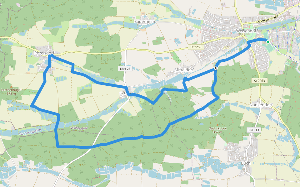 Weisendorfer Rundwanderweg 6 walking route map in Weisendorf