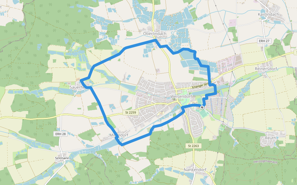 Weisendorfer Rundwanderweg 10 walking route map in Weisendorf