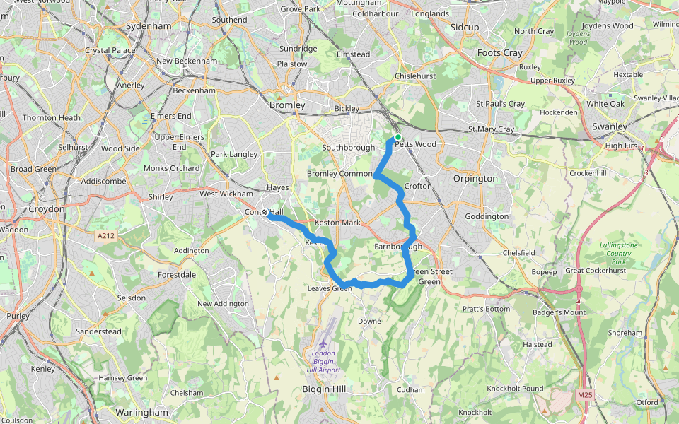 London LOOP (Section 3) walking route map in Orpington