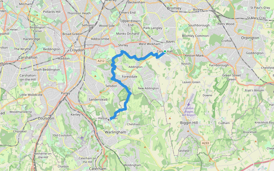 London LOOP (Section 4) walking route map in West Wickham