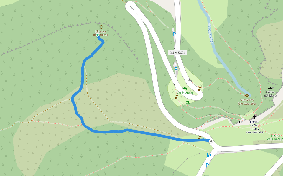 PRC-BU 35 Pico Cuerno walking route map in Cueva