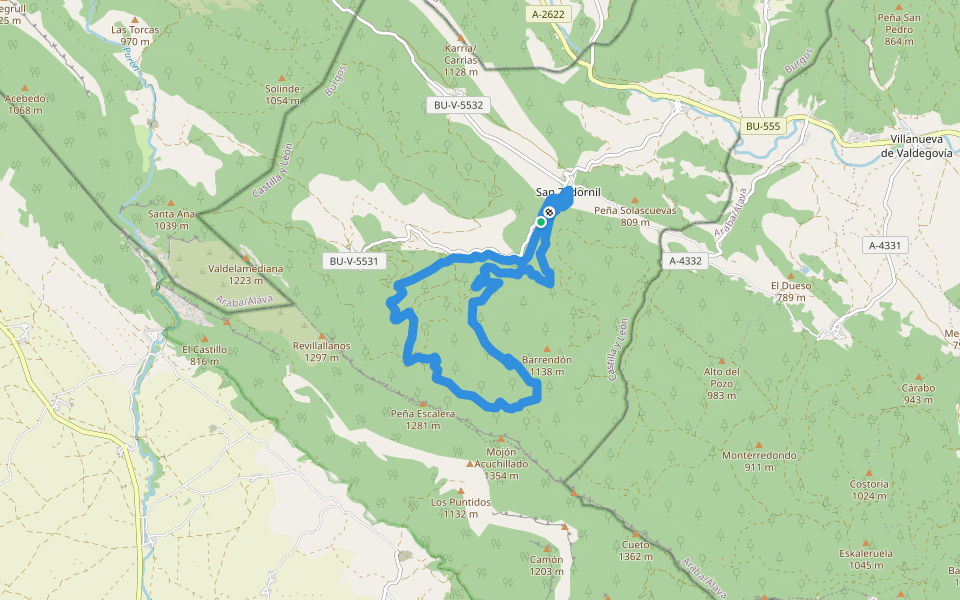 PRC-BU 98 San Zadornil walking route map in Jurisdicción de San Zadornil