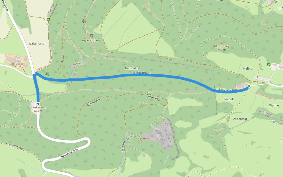 Herzberg-Bänkerjoch walking route map in Densbüren