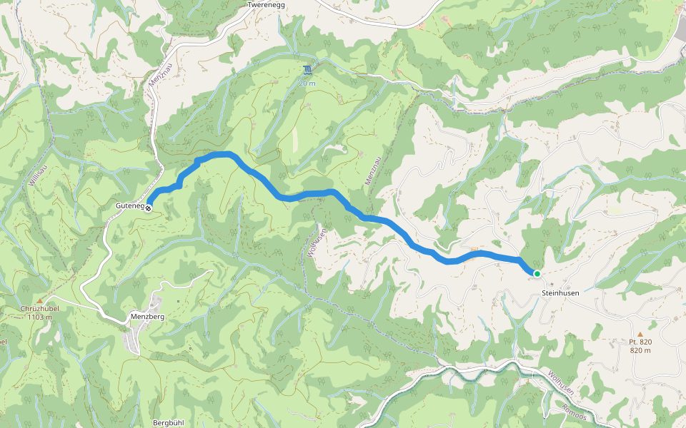 Steinhusen - Guetenegg walking route map in Steinhuserberg
