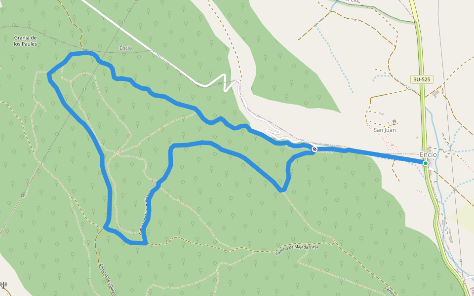 SLC-BU 90 Encio walking route map in Encío
