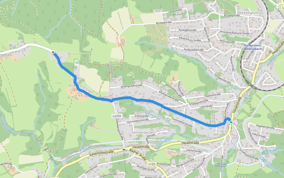 Zubringer 10 Höhenwanderweg um Eichgraben walking route map in Hinterleiten