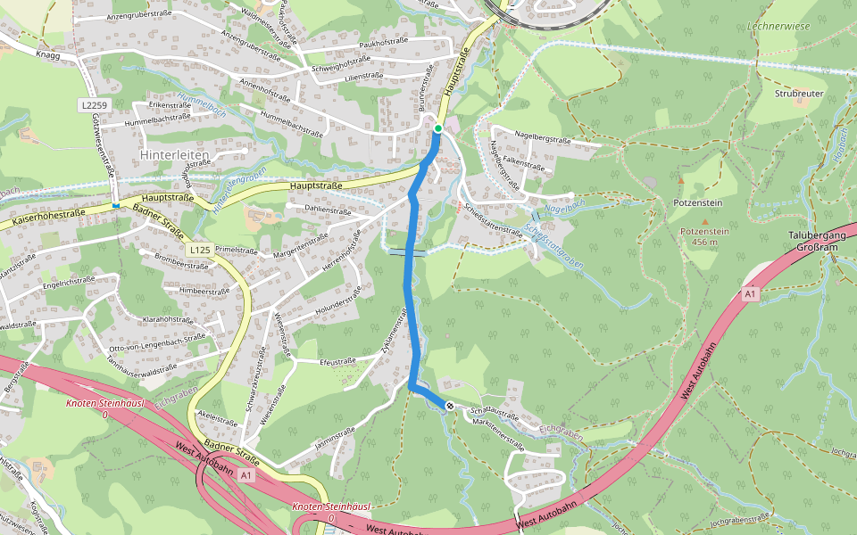 Zubringer 8 Höhenwanderweg um Eichgraben walking route map in Eichgraben