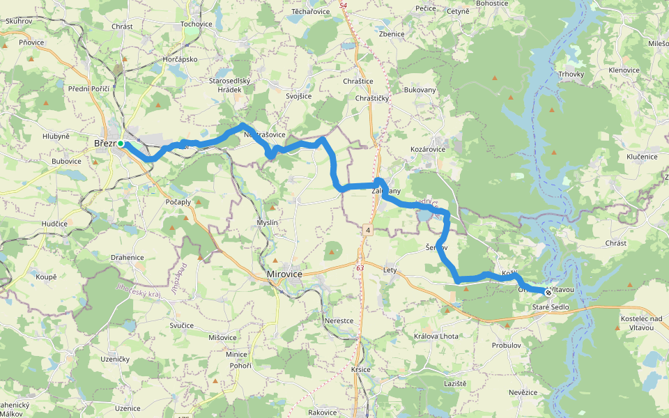 [Č] Březnice - Orlík walking route map in Březnice