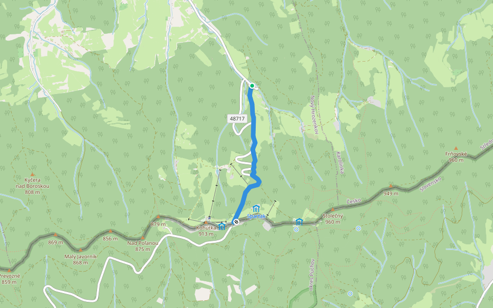 [Ž] Vranča - Pod Kohútkou walking route map in Nový Hrozenkov