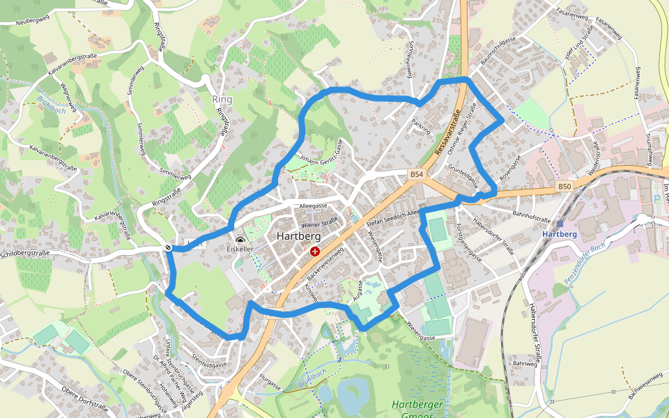 Rund um die Stadt walking route map in Hartberg