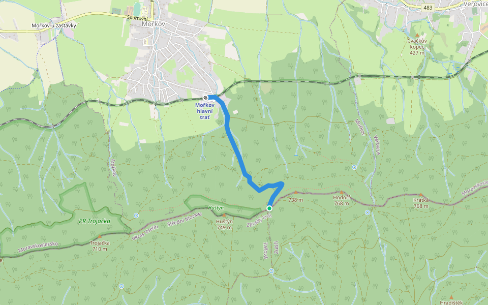[M] Mořkov - Huštýn walking route map in Mořkov