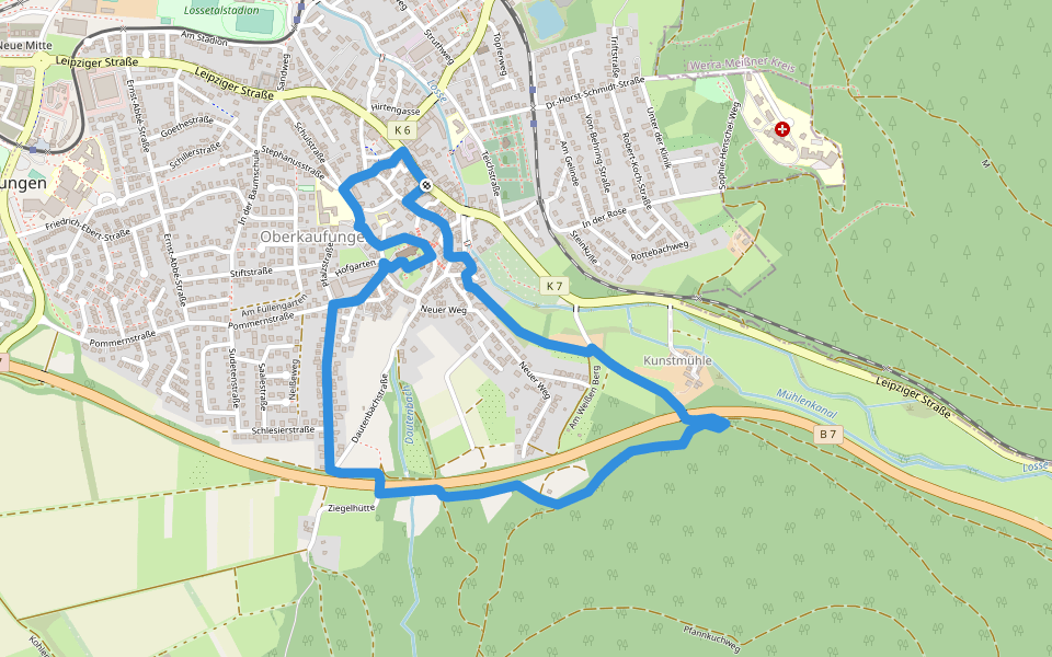Kaufungen, O1 - Kunigundenweg walking route map in Kaufungen