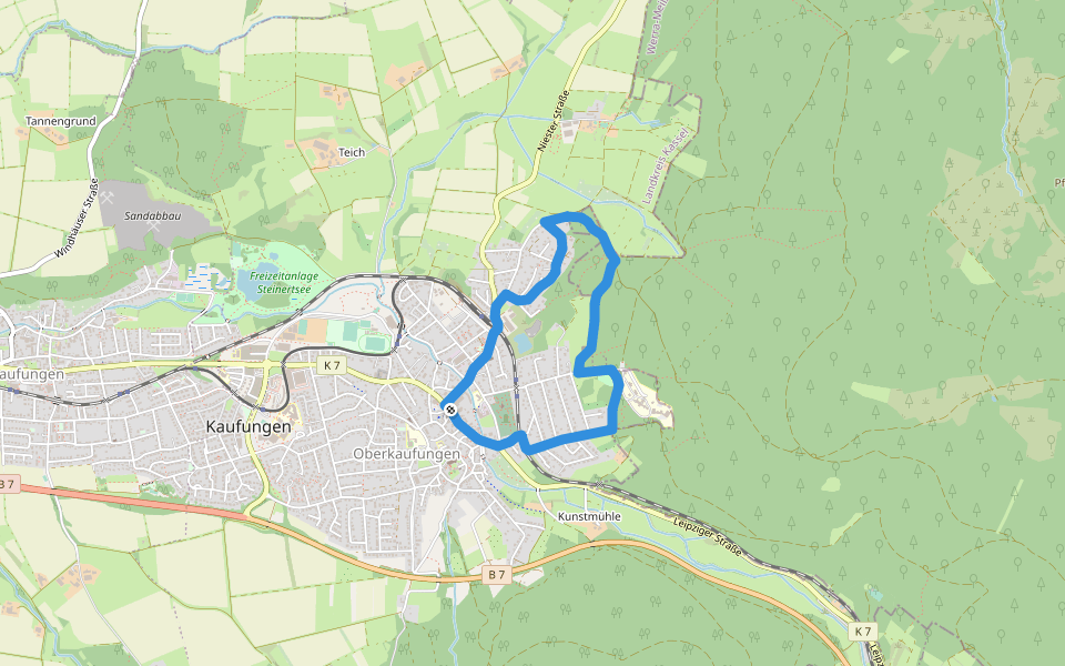 Kaufungen, O2 - St. Barbara Weg walking route map in Kaufungen