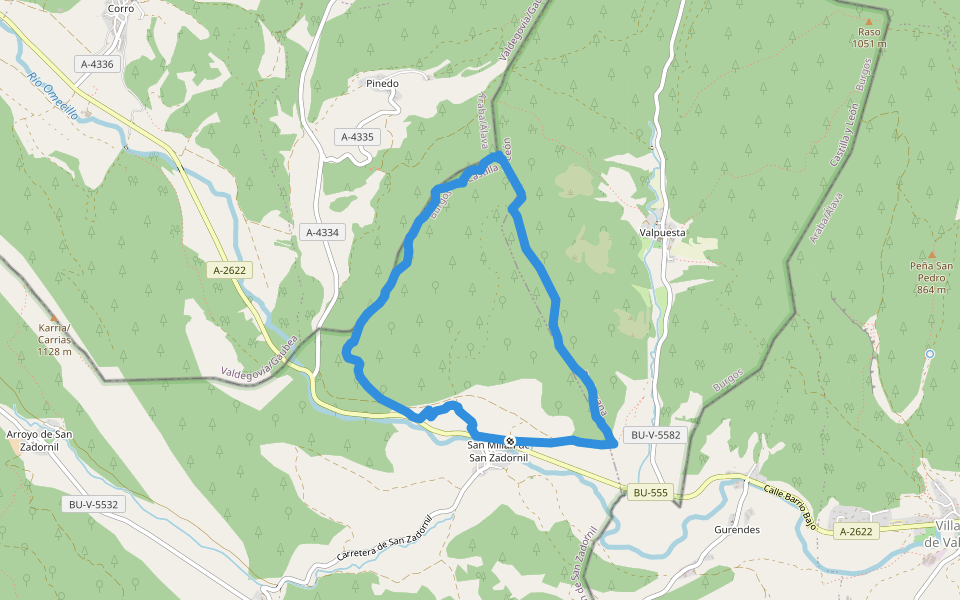 SLC-BU 97 San Millán de San Zadornil walking route map in San Millán de San Zadornil