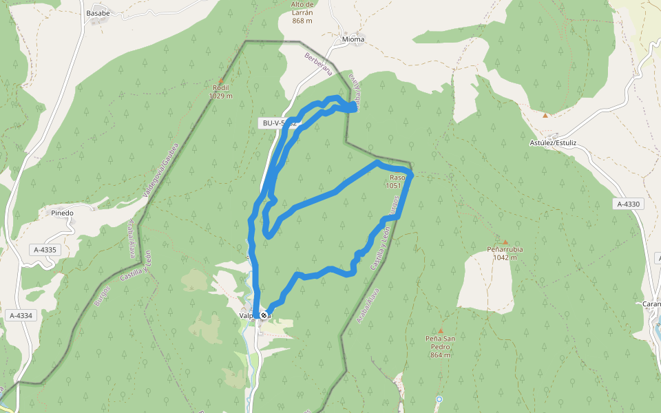 SLC-BU 99 Valpuesta walking route map in Valpuesta