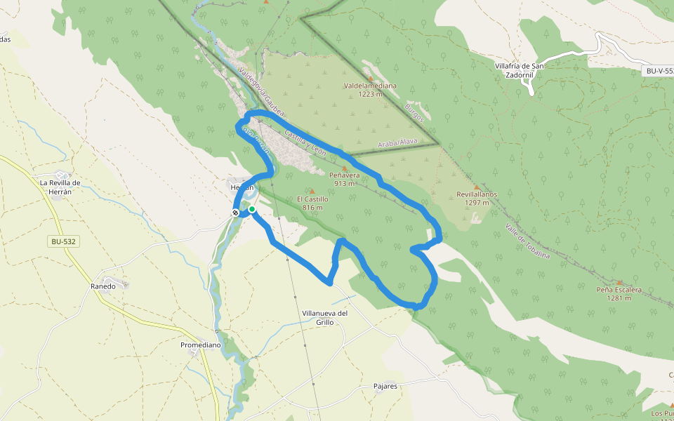 SLC-BU 103 Herrán walking route map in Herrán