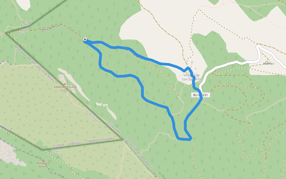 SLC-BU 110 Villafría de San Zadornil walking route map in Villafría de San Zadornil