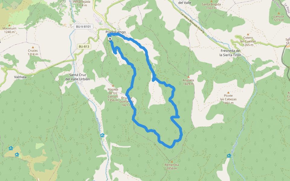 PR-BU 60 La Muñeca walking route map in Pradoluengo