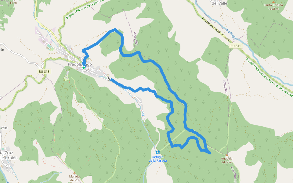 PR-BU 61 Bagadía-Hoyo Encimero walking route map in Pradoluengo