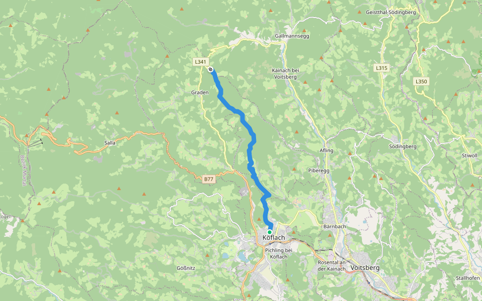 Wanderweg 545, Turnersteig walking route map in Köflach