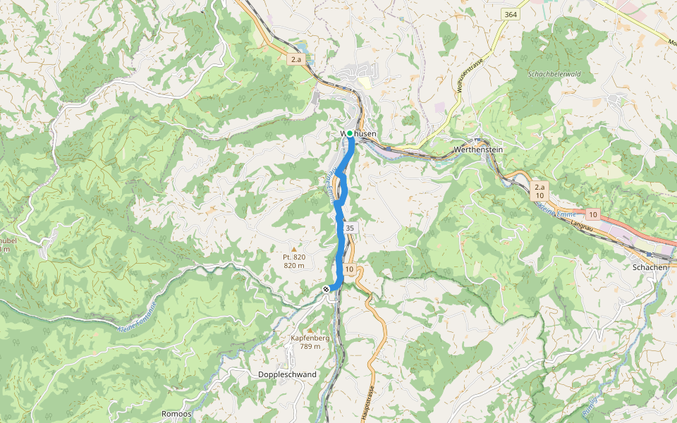 Wolhusen Markt Brücke - Bruggmatt walking route map in Wolhusen