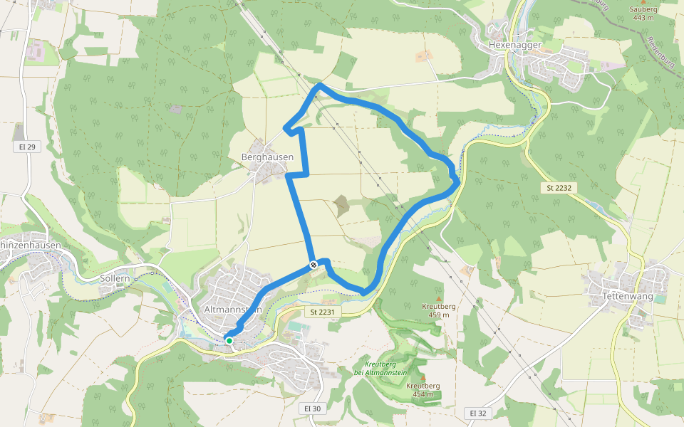 Altmannstein Rundweg 3 walking route map in Altmannstein