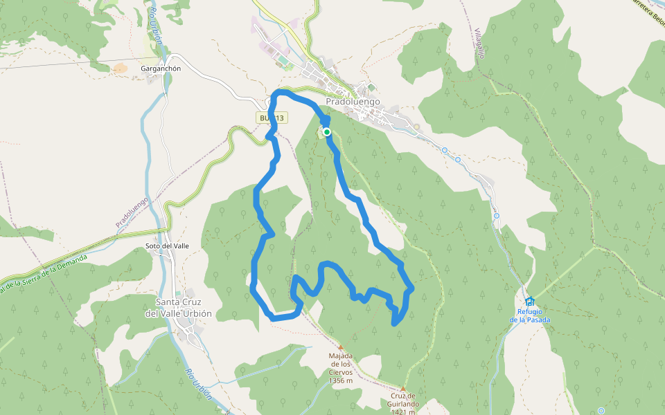 PRC-BU 57 Fuente de los Lobos walking route map in Pradoluengo