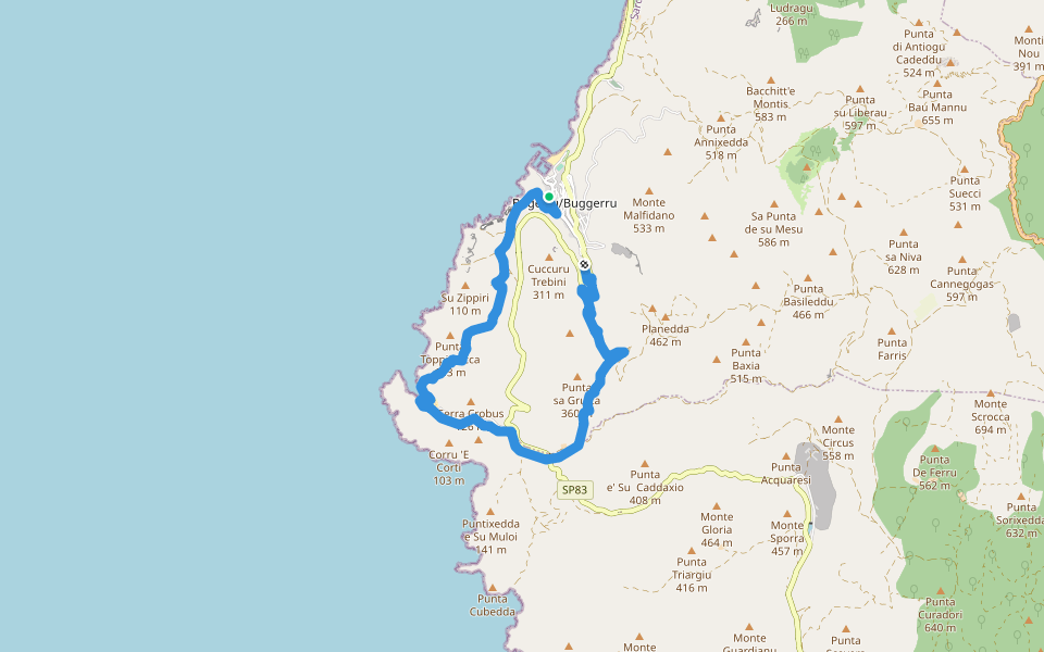 Anello Buggerru walking route map in Buggerru