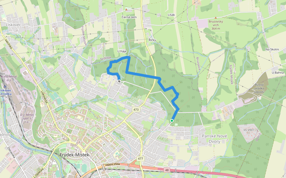 NS Frýdecký les walking route map in Frýdek-Místek