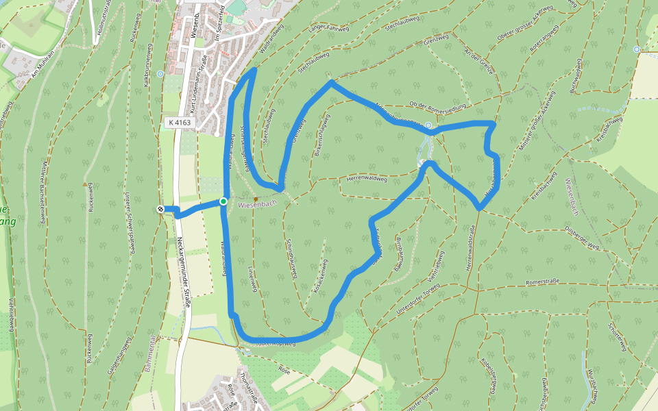 Rundwanderweg Drei-Hasen-Hütte 3: Nonnenbrunnen-Weg walking route map in Neckargemünd