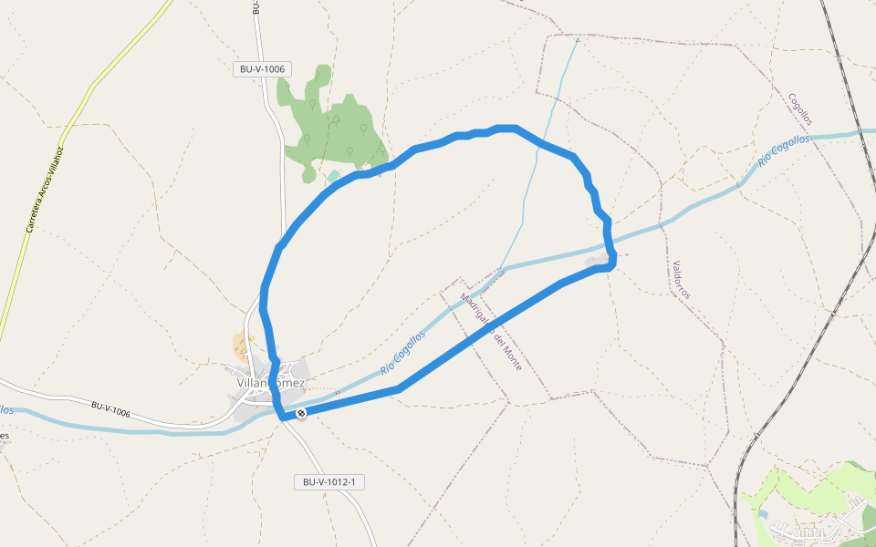 PR-BU 217 Sendero de Quintanilleja y Calzada walking route map in Villangómez