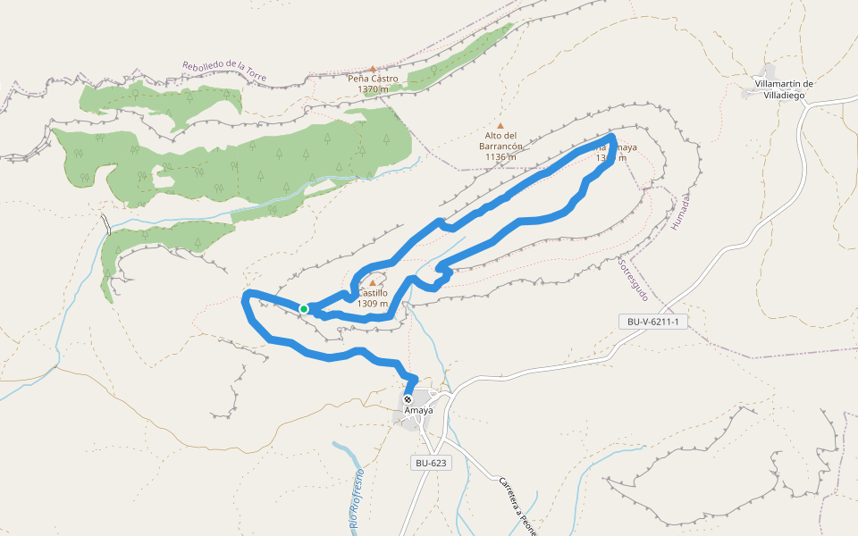 PR-BU 200 Sendero de la Peña Amaya walking route map in Sotresgudo