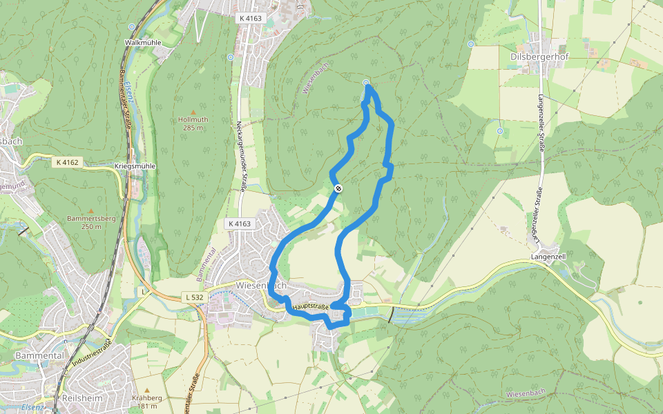 Rundwanderweg Am Sportplatz 1: Nonnenbrunnen-Weg walking route map in Wiesenbach
