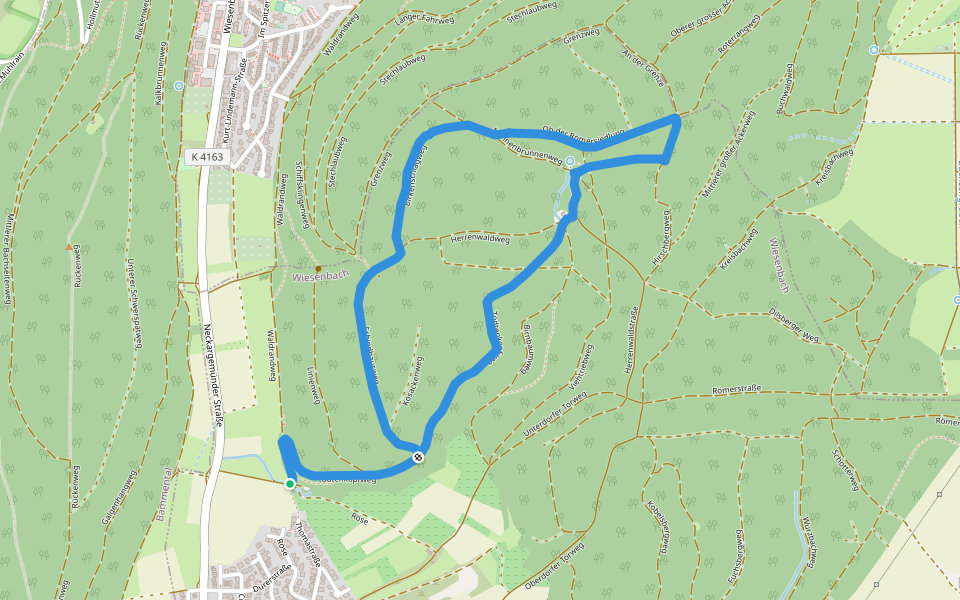 Ob der Römersiedlung walking route map in Wiesenbach
