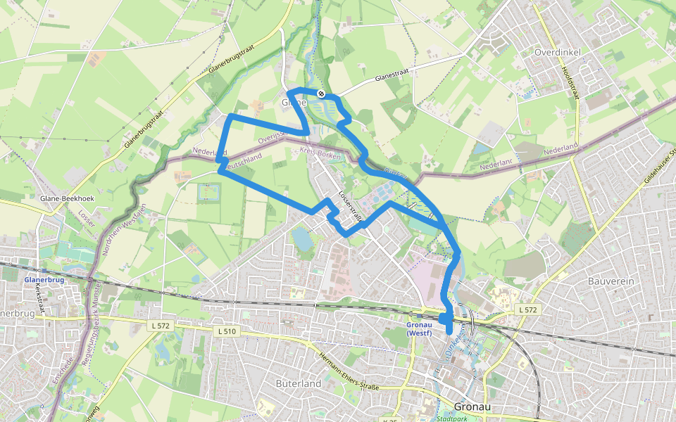 WNW Twente - Glane/Gronau - groene route walking route map in Glane