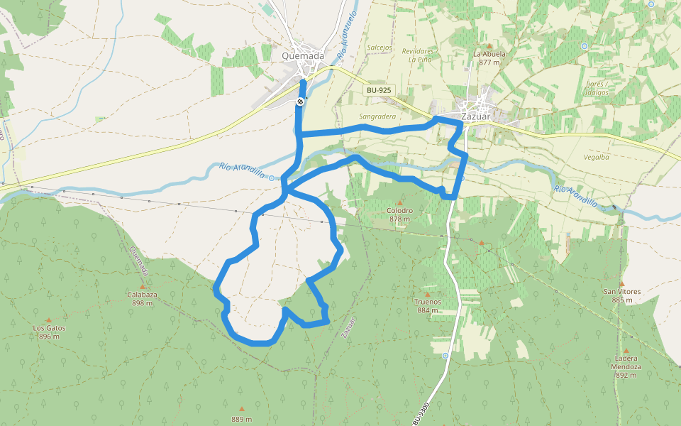 PRC-BU 71 Sendero de las Viñas walking route map in Quemada