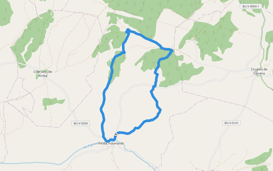 PRC-BU 167 Sendero del monte de Cobos walking route map in Pinilla Trasmonte