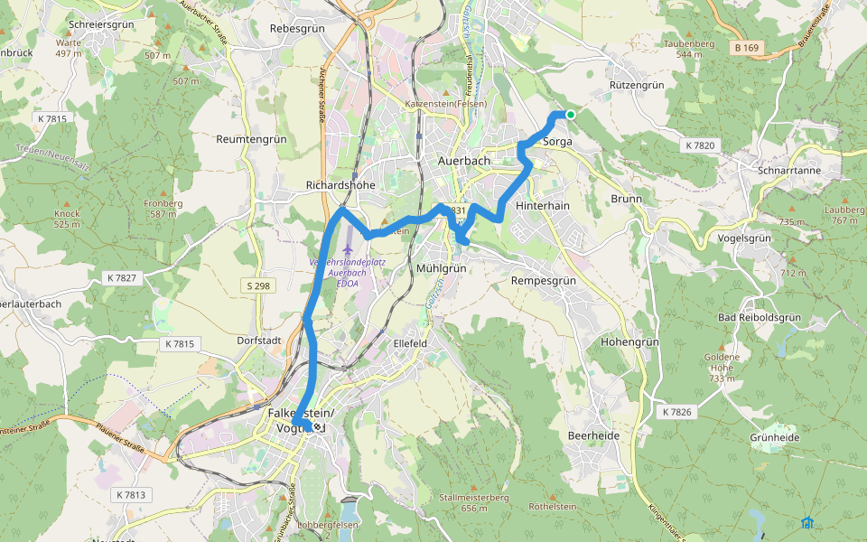 Ww Lenkmühle - Auerbach - Falkenstein. walking route map in Auerbach/Vogtland