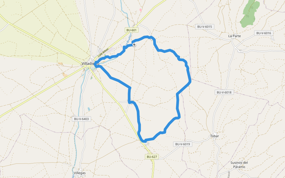 PRC-BU 196 Sendero de los Torreones walking route map in Villadiego