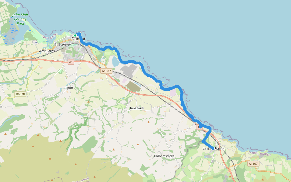 John Muir Link walking route map in Dunbar