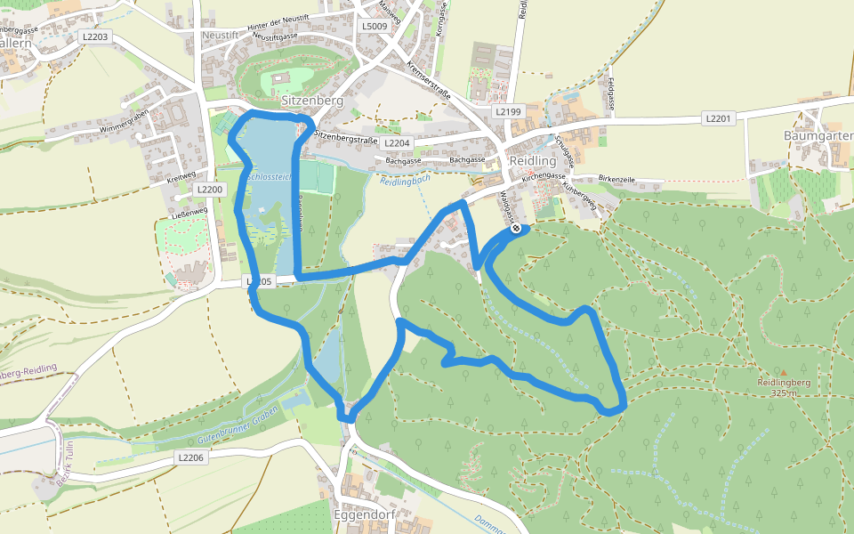 Kleiner Rundwanderweg Reidling - Waldandacht walking route map in Reidling