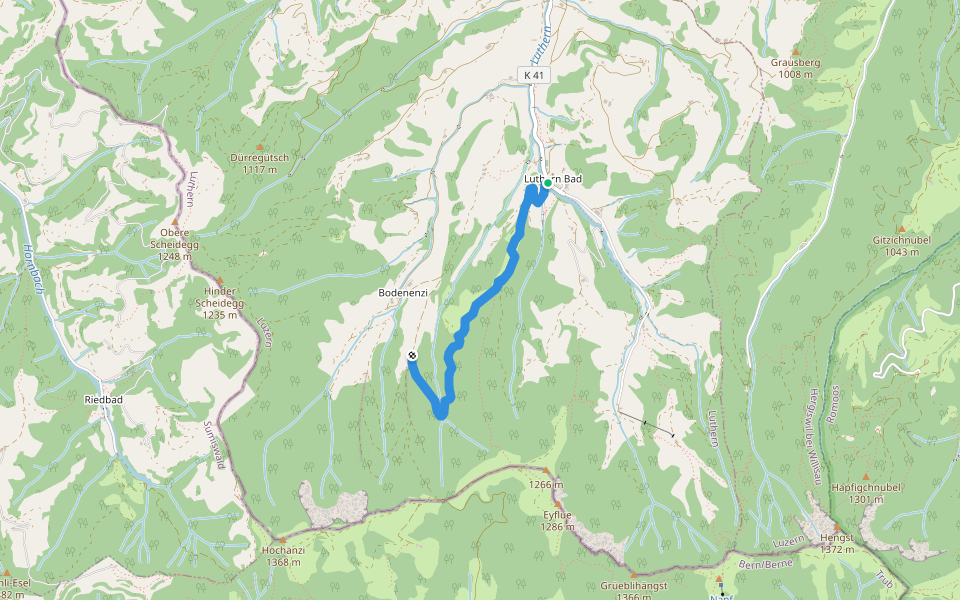 Luthernbad - Änzegg walking route map in Luthern