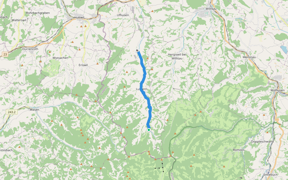 LUTRUN walking route map in Luthern