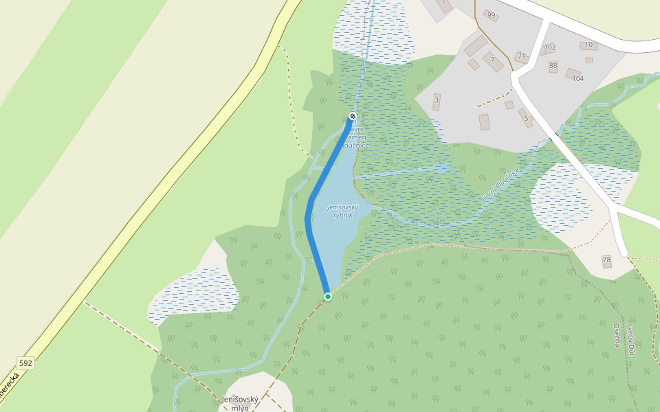 odbočka: pramen Ploučnice walking route map in Osečná