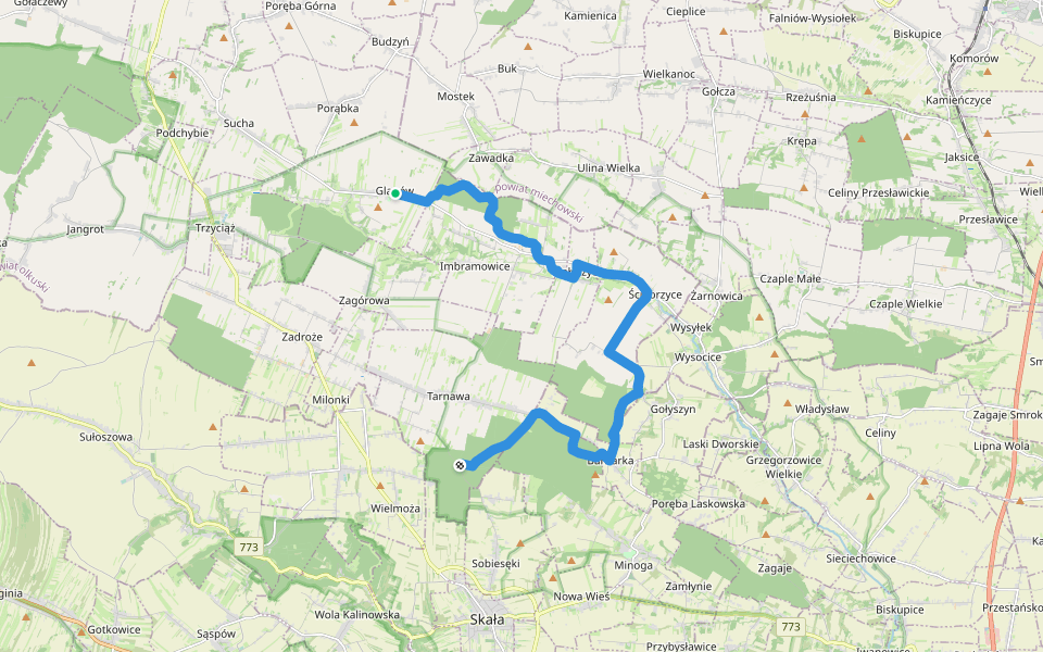 Szlak Imbramowicki walking route map in Glanów